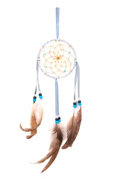 Blue dream catcher isolated on white background