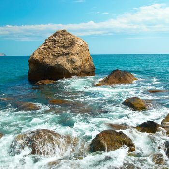 Beautiful sea landscape, shore and rocks