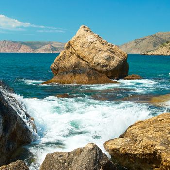 Beautiful sea landscape, shore and rocks