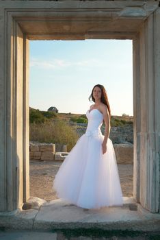 Beautiful bride in the white dress