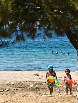 Scenes from  Peloponese in greece in the summer; at the beach
