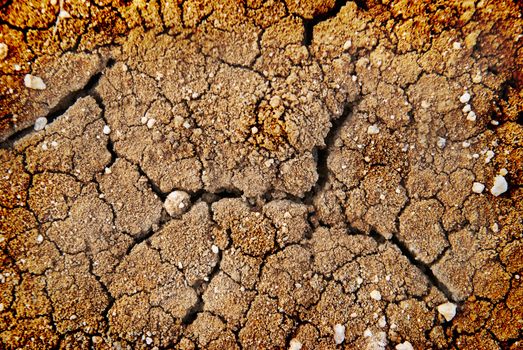 Dry yellow soil in the desert. Texture for background