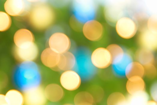 Holiday blue, yellow and green lights- christmas soft background