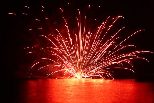 Colorful fireworks on the black sky background