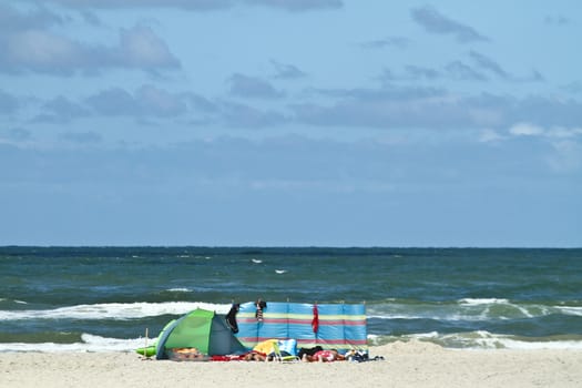 At the beach in the summer in Denmark