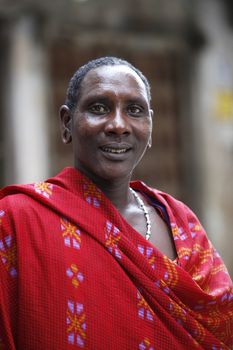 Stoun Town, Zanzibar - January 10, 2016: The Maasai are a Nilotic ethnic group of semi-nomadic people inhabiting southern Kenya and northern Tanzania.