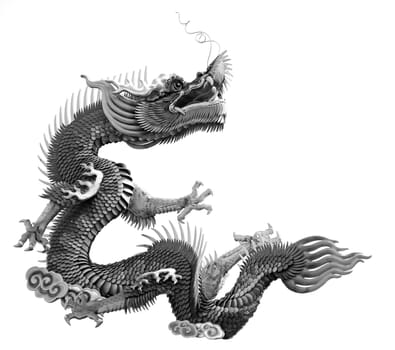 Dragon statue Chinese style black and white color