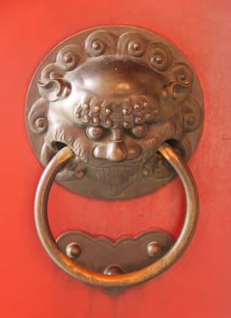 Old door chinese antique with lion head