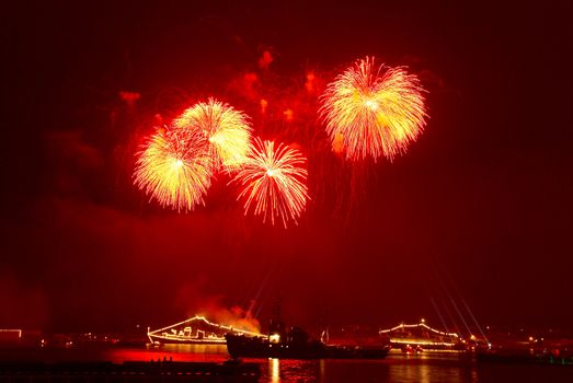 Salute above the bay. Sevastopol.