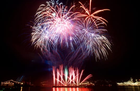 Salute, fireworks above the bay. Sevastopol.