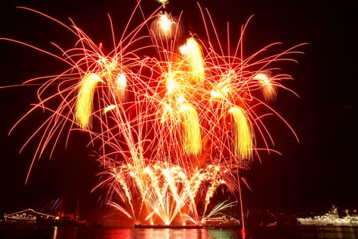 Salute, fireworks above the bay. Sevastopol.