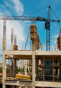 Building crane and the columns.