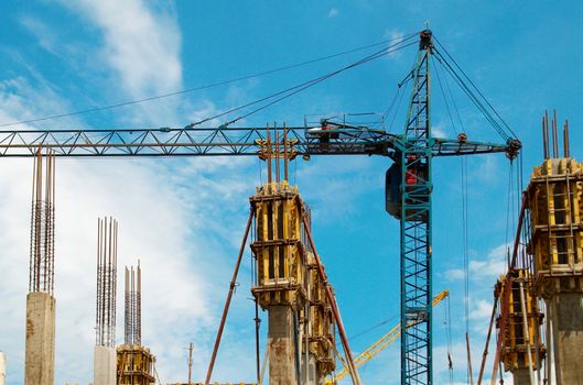 Building crane and the columns.