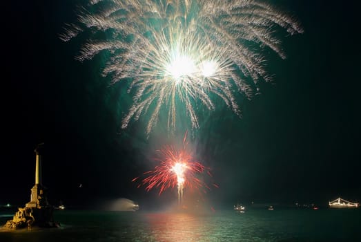 Salute, fireworks above the bay. Sevastopol, Ukraine.