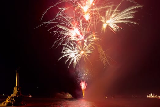 Salute, fireworks above the bay. Sevastopol, Ukraine.