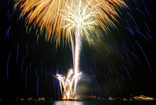 Salute, fireworks above the bay. Sevastopol, Ukraine.