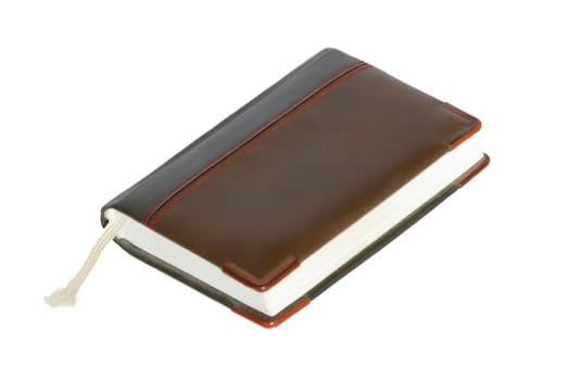 Brown notebook isolated on white.