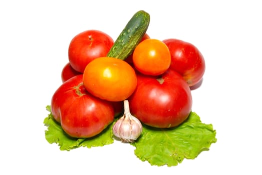 Fresh vegetables isolated on white.