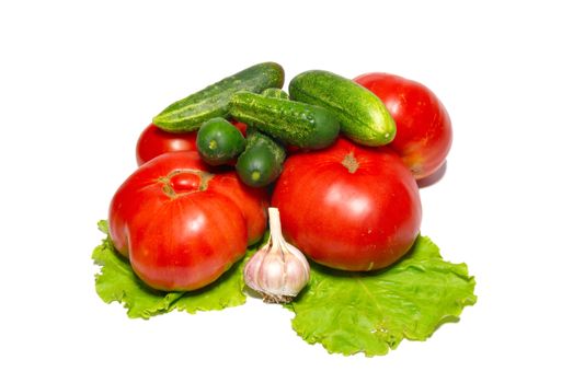 Fresh vegetables isolated on white.