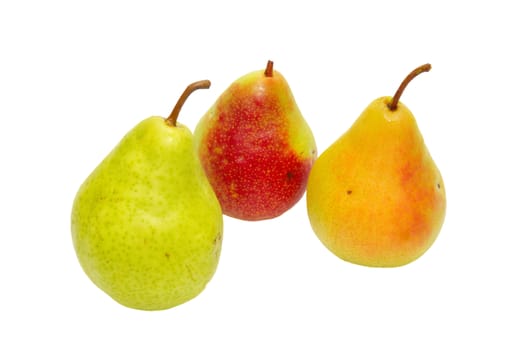 Three fresh pears isolated on white.