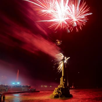 Salute, fireworks above the bay. Sevastopol, Ukraine.