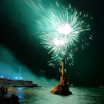 Salute, fireworks above the bay. Sevastopol, Ukraine.