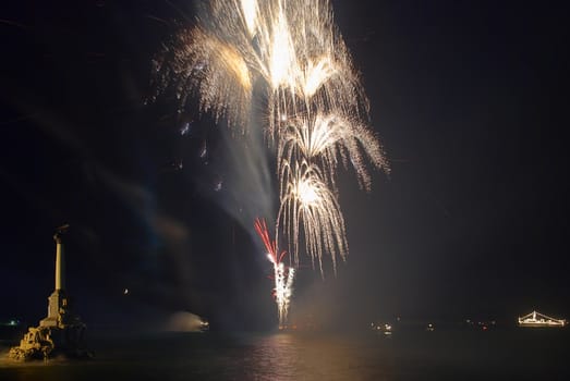 Salute, fireworks above the bay. Sevastopol, Ukraine.