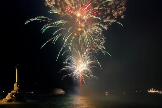 Salute, fireworks above the bay. Sevastopol, Ukraine.