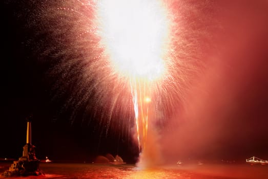 Salute, fireworks above the bay. Sevastopol, Ukraine.