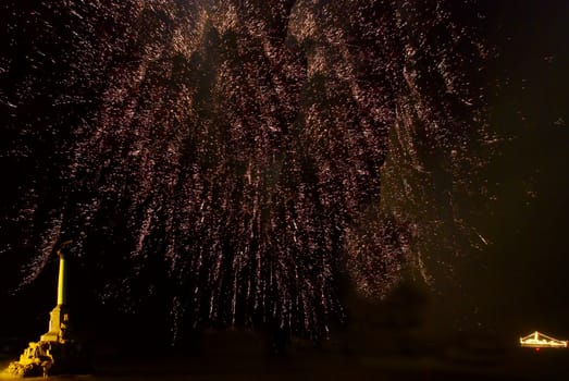 Salute, fireworks above the bay. Sevastopol, Ukraine.