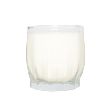 Glass with milk isolated on white.