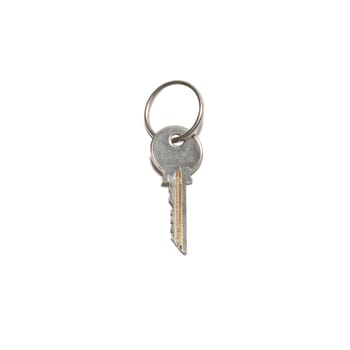 Silver key isolated on white.