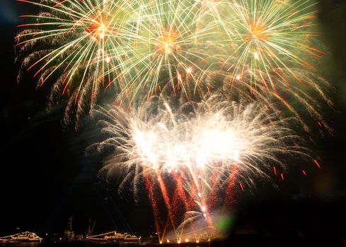 Salute, fireworks above the bay. Sevastopol, Ukraine.