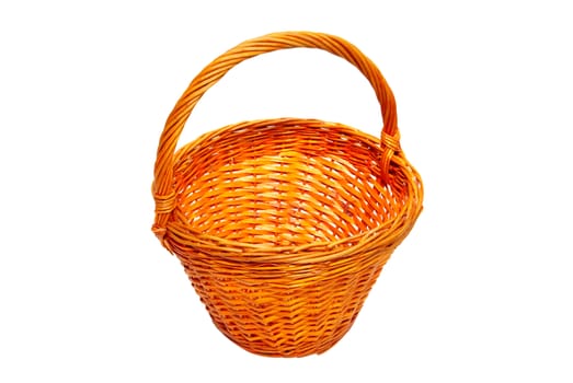 Wicker basket isolated on white.