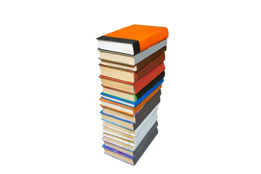 Stack of colored books isolated on white.