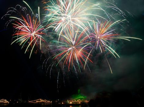 Salute, fireworks above the bay. Sevastopol, Ukraine.