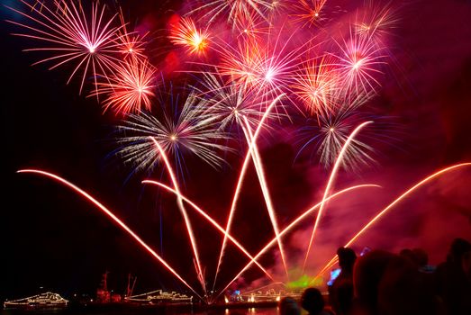 Salute, fireworks above the bay. Sevastopol, Ukraine.