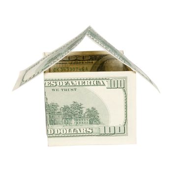 Dollars house isolated on white.