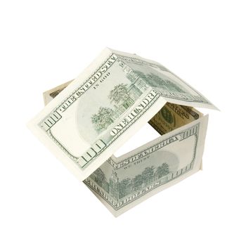 Dollars house isolated on white.