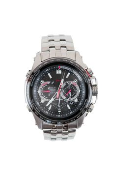Analog man's watch on white background with clipping path