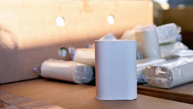 Boxes and bars of soap factory