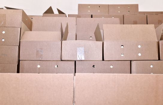 Cardboard packing boxes in a warehouse.