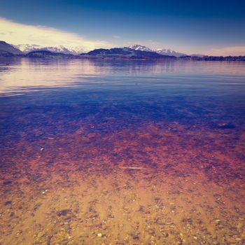 Lake Zuger in Switzerland at Sunset, Instagram Effect