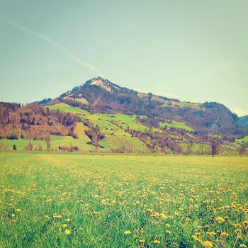 Small Village High Up in the Swiss Alps, Instagram Effect