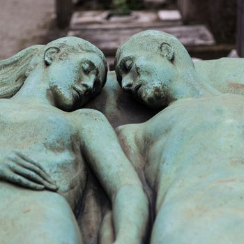 Detail of a more than 100 years old tomb dedicated to a married couple