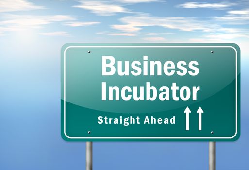 Highway Signpost with Business Incubator wording