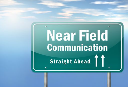 Highway Signpost with Near Field Communication wording