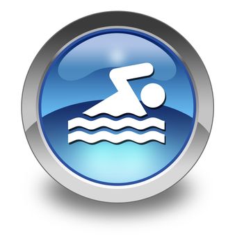 Icon, Button, Pictogram with Swimming symbol