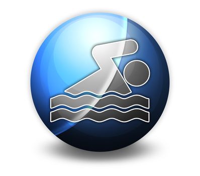 Icon, Button, Pictogram with Swimming symbol