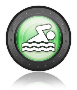 Icon, Button, Pictogram with Swimming symbol